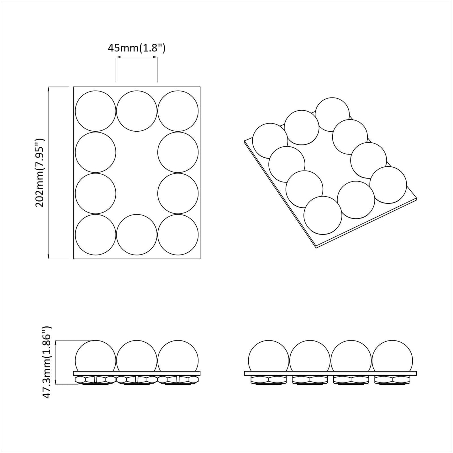 Spiegel Lichten 2 pcs Wit 4.5 x 4.5 x 4.8 cm Kunststof is nu te koop bij PeponiXL, paradijselijk wonen!