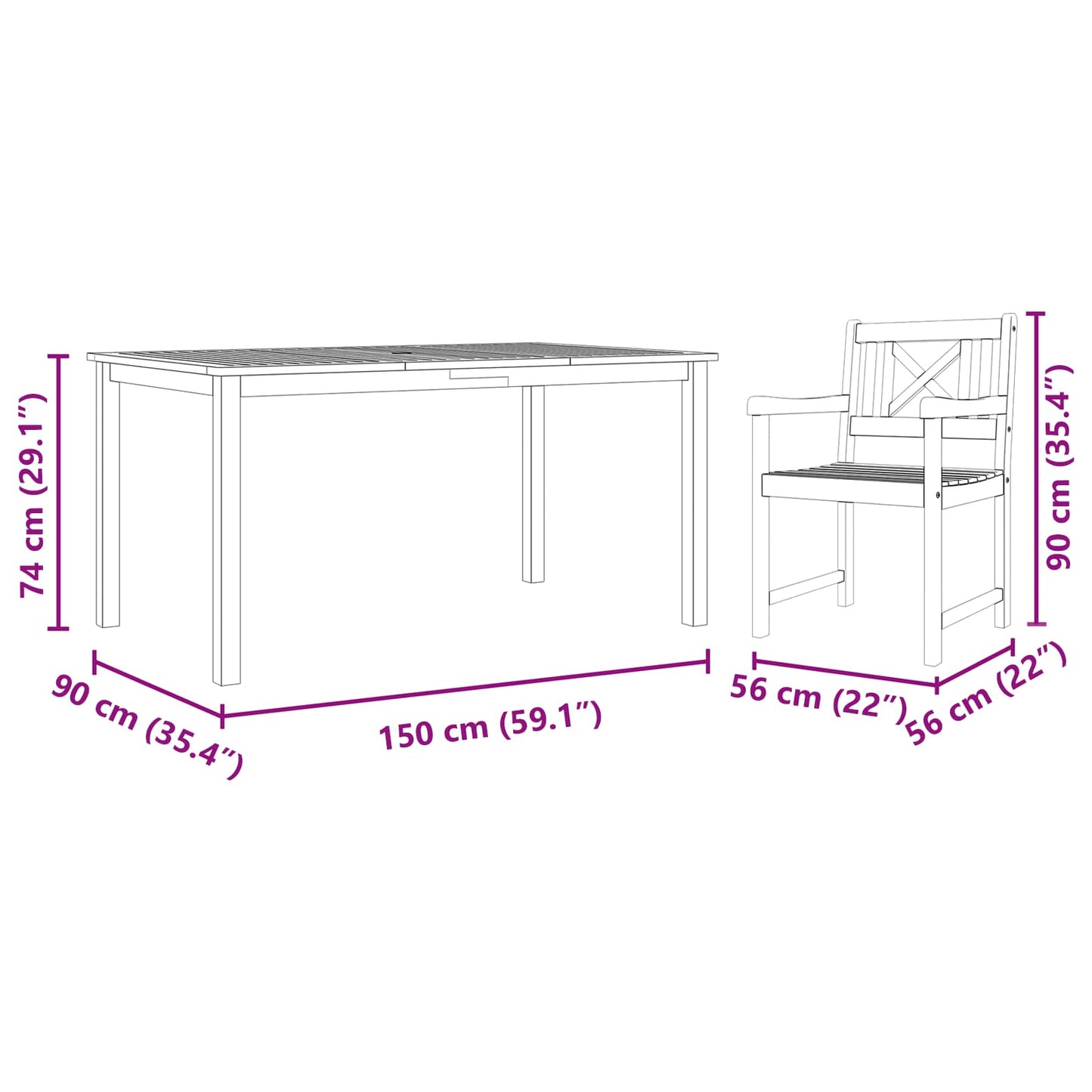 Tuin eettafelset 7 pcs Bruin Massief Acaciahout is nu te koop bij PeponiXL, paradijselijk wonen!