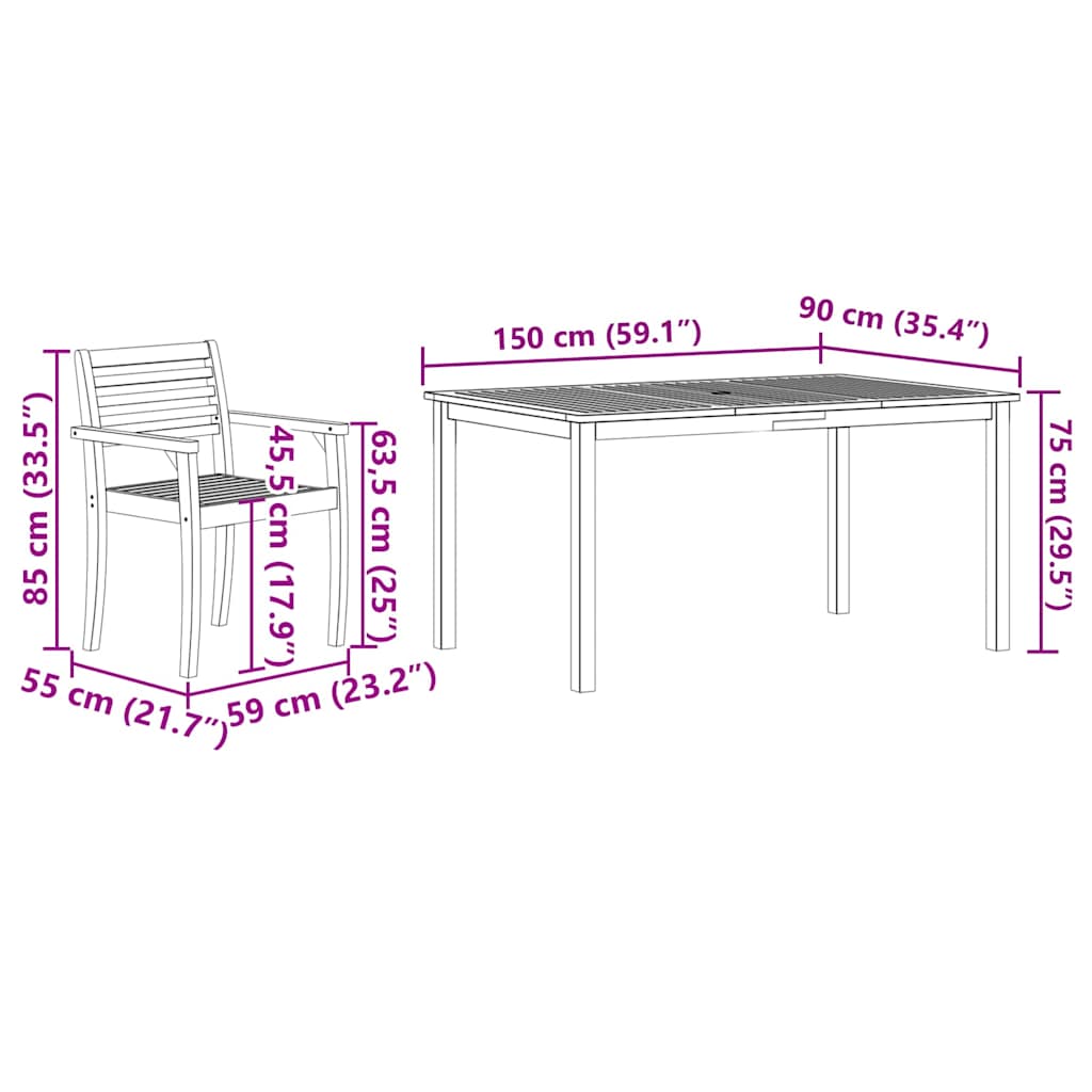 Tuin eettafelset 5 pcs Bruin Massief Acaciahout is nu te koop bij PeponiXL, paradijselijk wonen!
