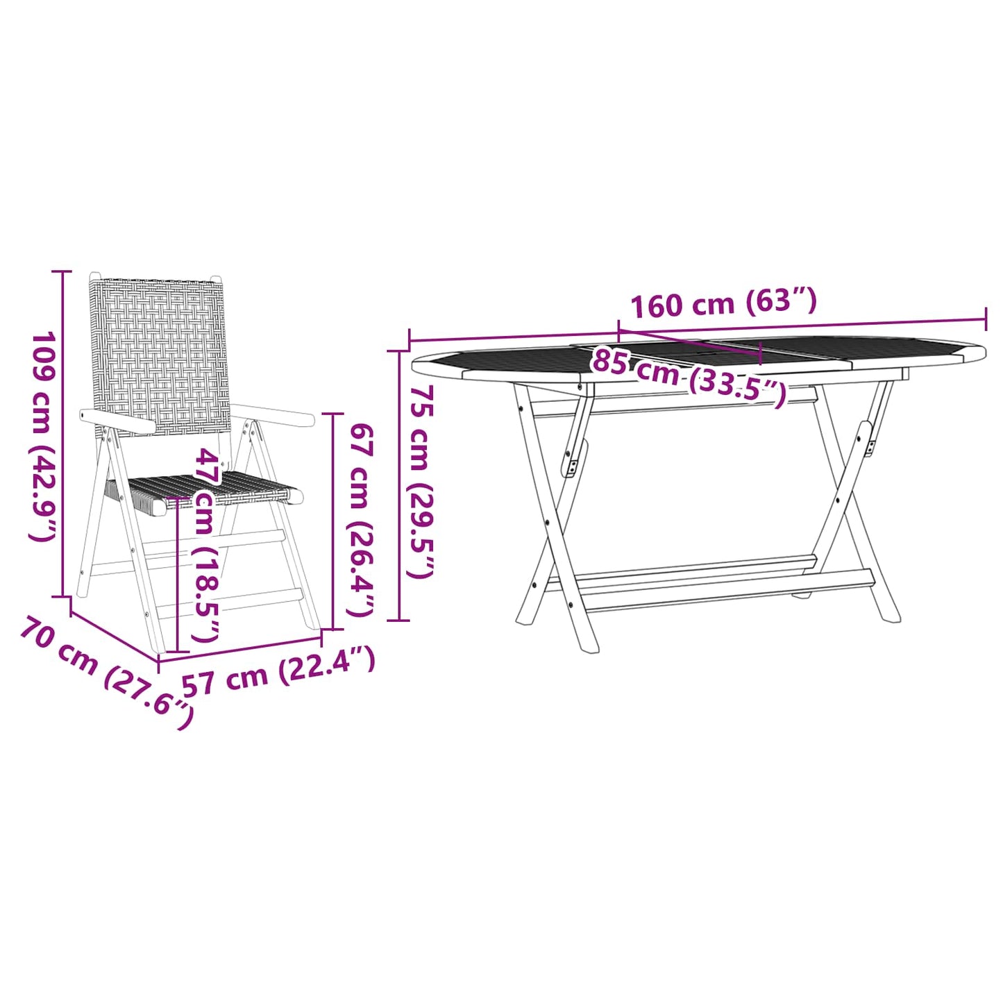 Tuin eettafelset 7 pcs Grijs Massief Acaciahout is nu te koop bij PeponiXL, paradijselijk wonen!