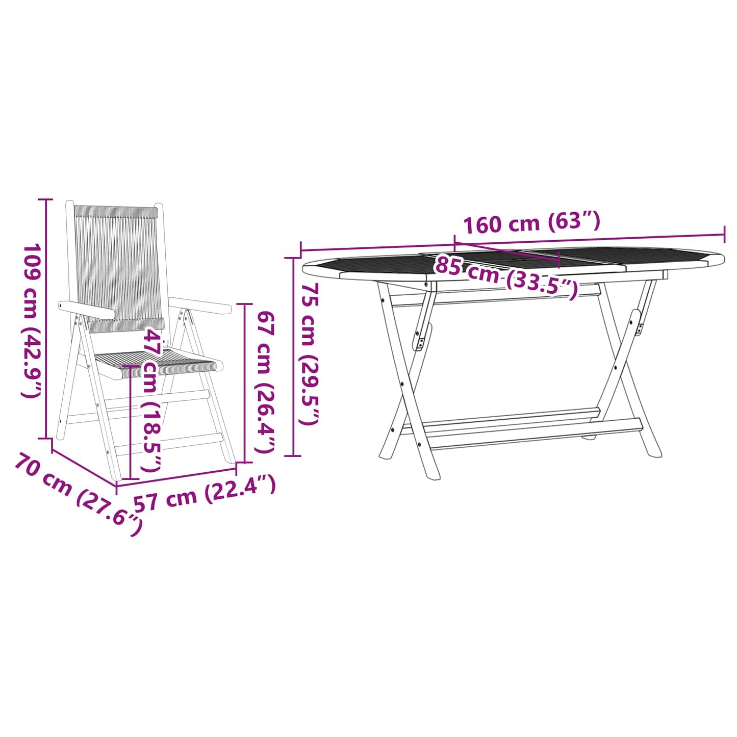 Tuin eettafelset 5 pcs Zwart Massief Acaciahout is nu te koop bij PeponiXL, paradijselijk wonen!
