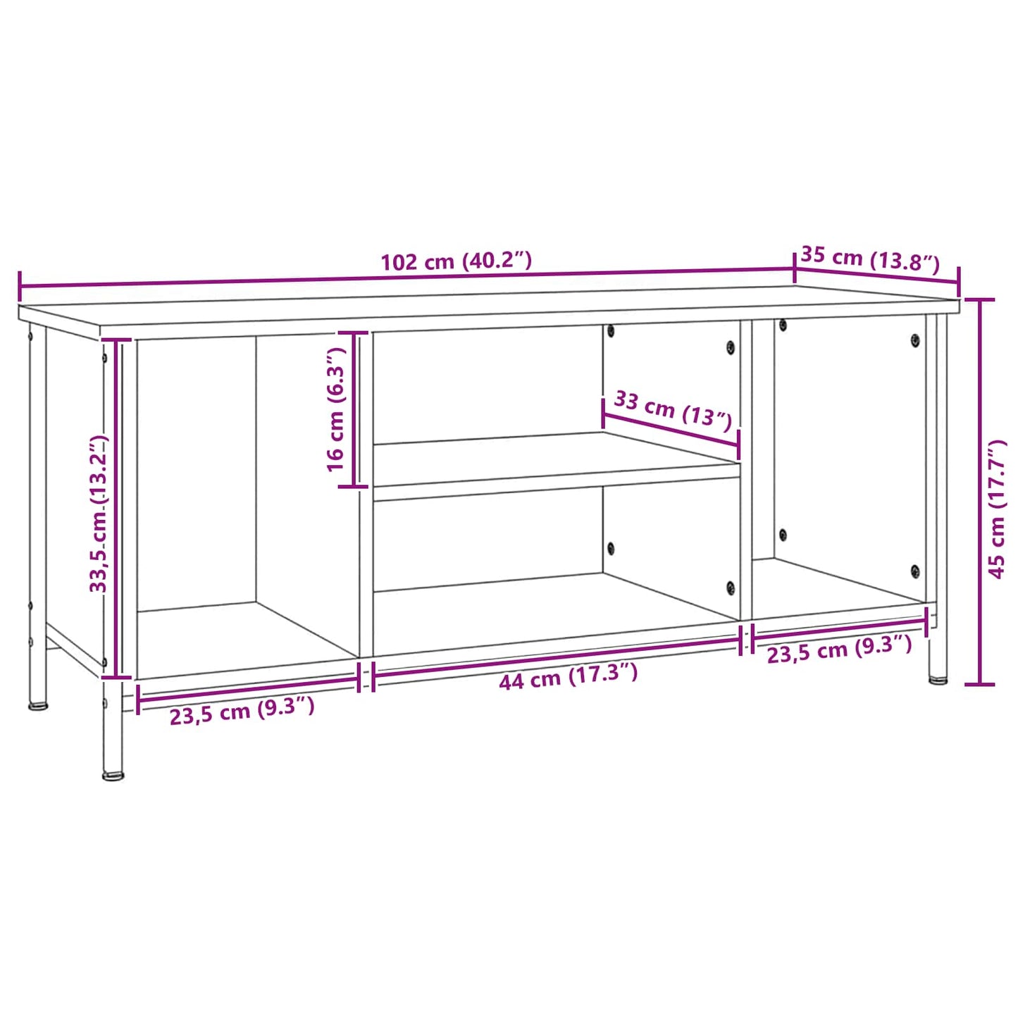 TV-kast Artisan Eiken 102 x 35 x 45 cm Bewerkt hout is nu te koop bij PeponiXL, paradijselijk wonen!