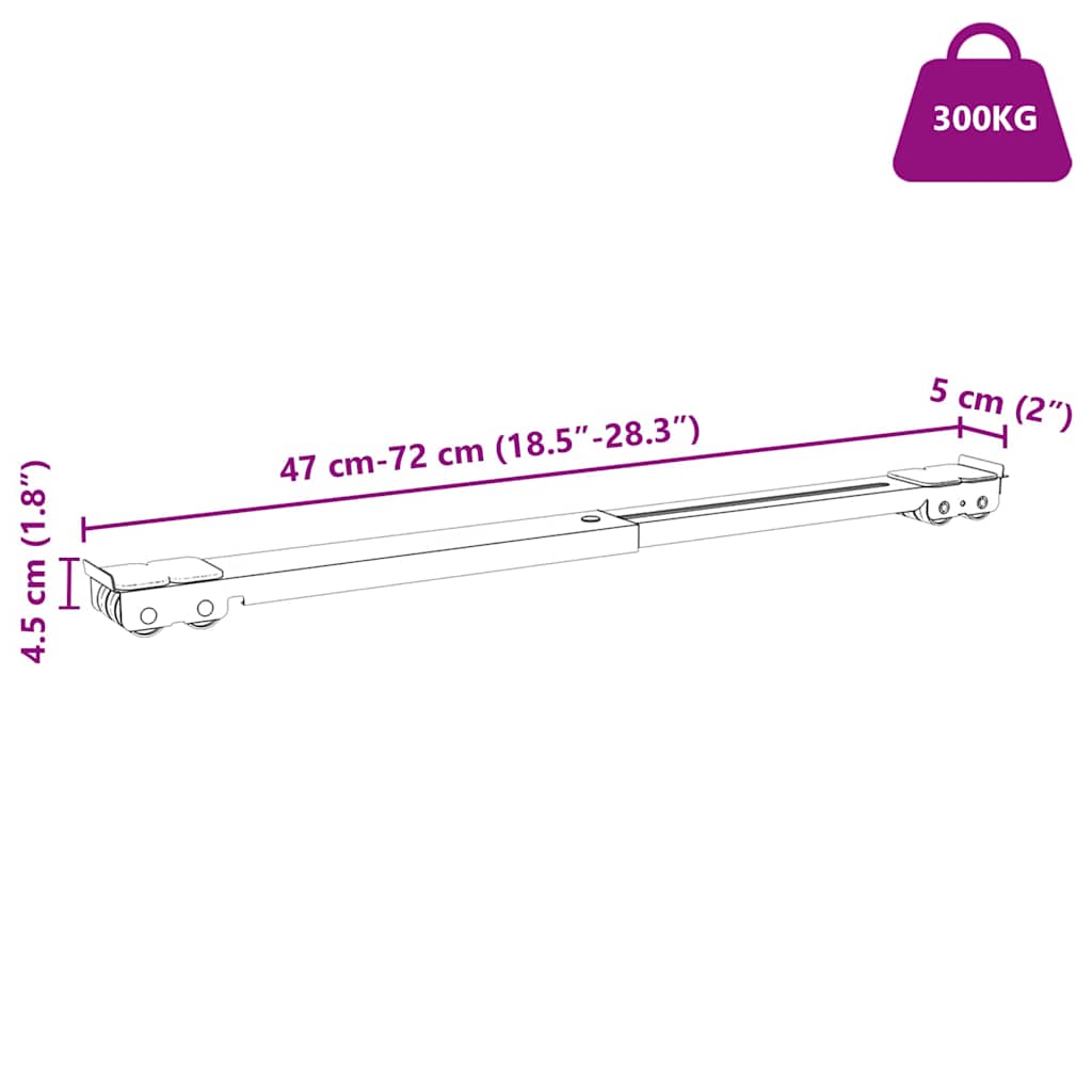Wasmachinebasis 2 pcs Zwart 72 x 5 x 4,5 cm Roestvrij staal is nu te koop bij PeponiXL, paradijselijk wonen!