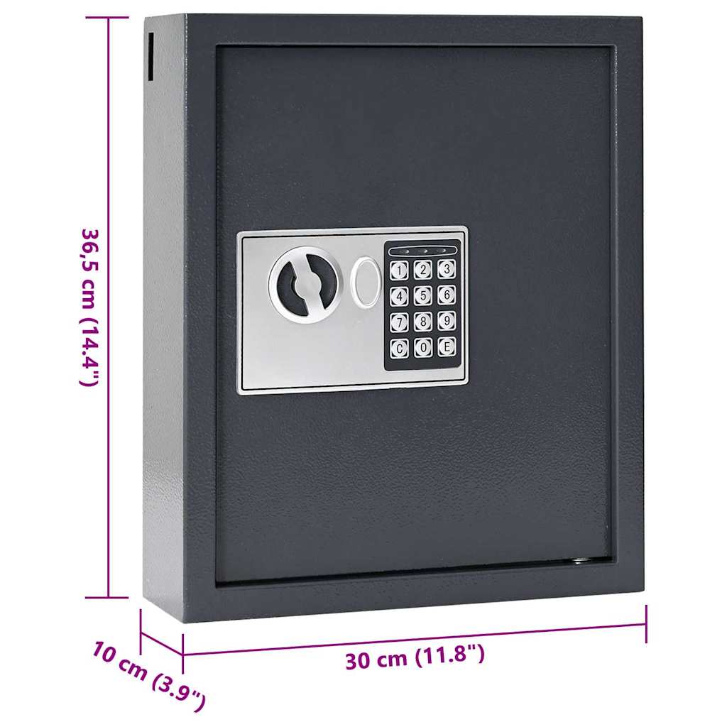 Digitale kluis met slot Donkergrijs 30 x 10 x 36,5 cm Staal is nu te koop bij PeponiXL, paradijselijk wonen!