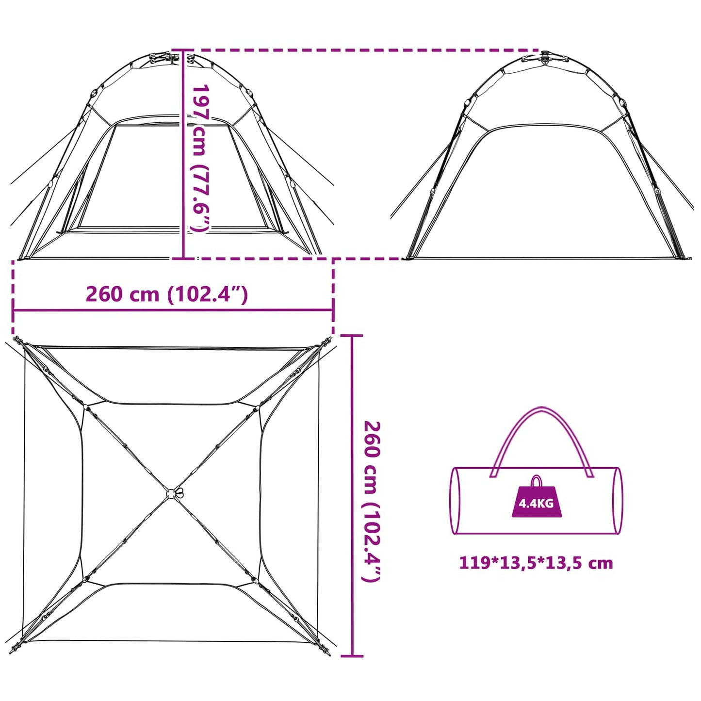 Instant Tent 4-Person Quick-Release Zeegroen 260 x 260 x 197 cm is nu te koop bij PeponiXL, paradijselijk wonen!