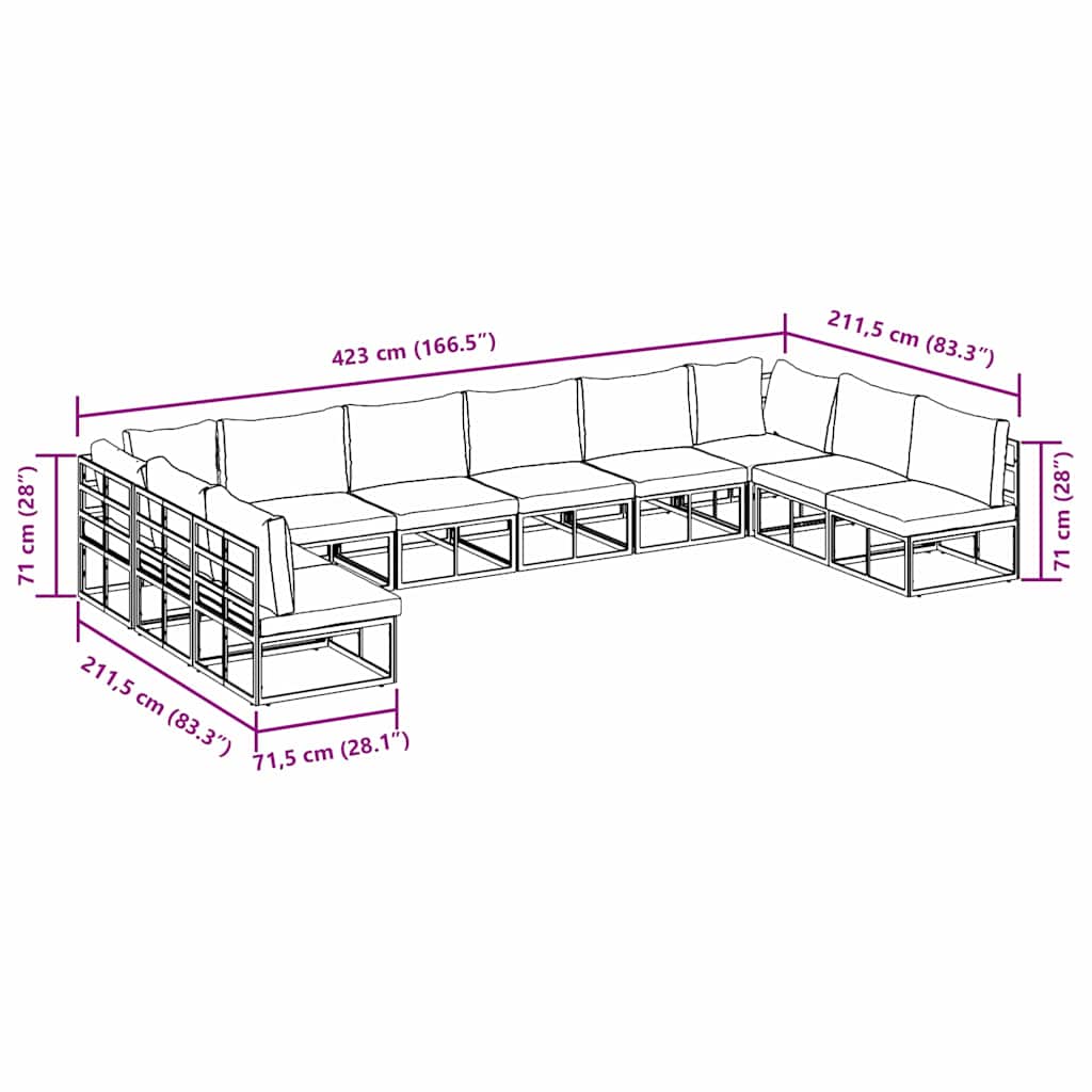 Tuinbankenset met kussen 10 pcs Zwart Aluminium is nu te koop bij PeponiXL, paradijselijk wonen!