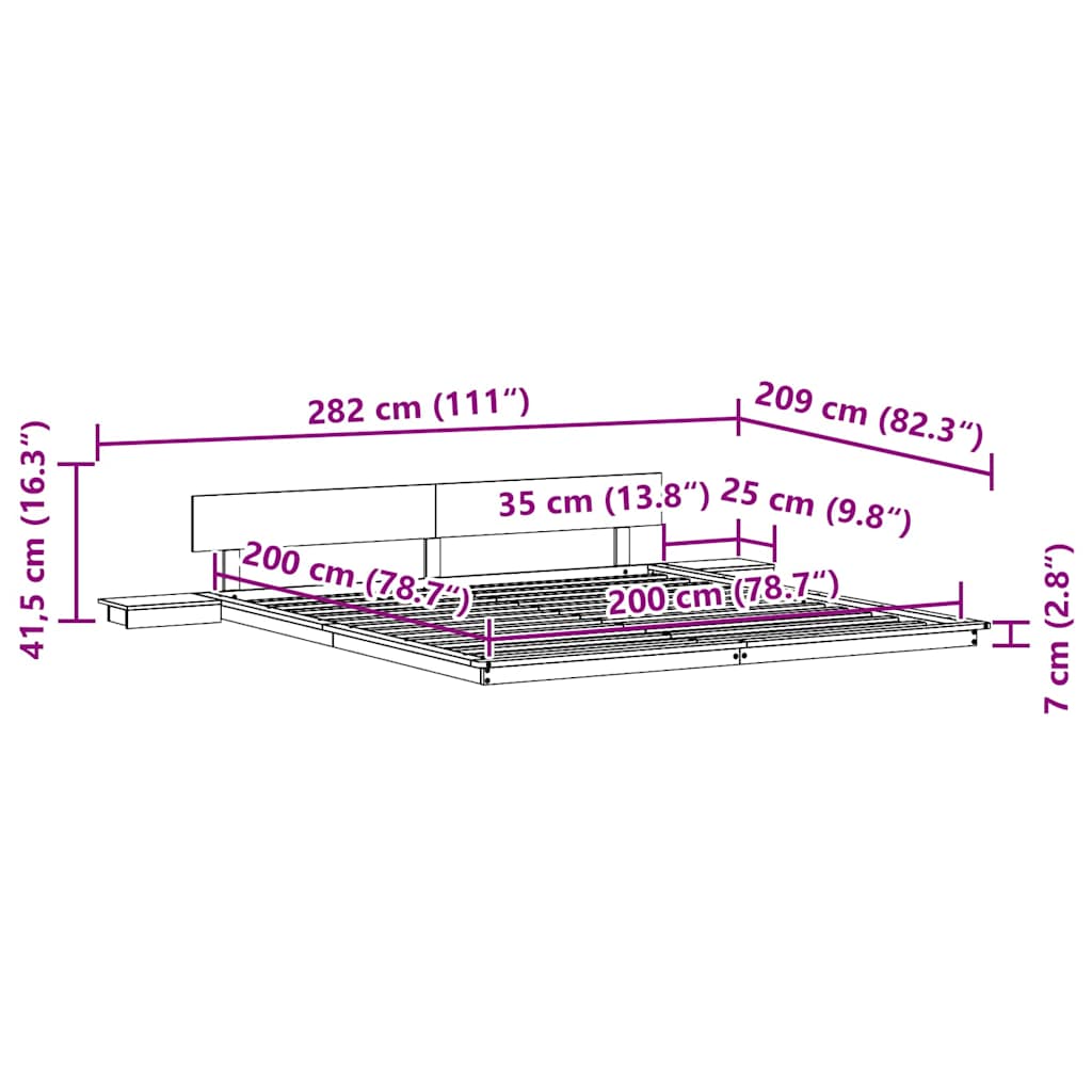 Bedframe Bruin 200 x 200 cm Hout is nu te koop bij PeponiXL, paradijselijk wonen!