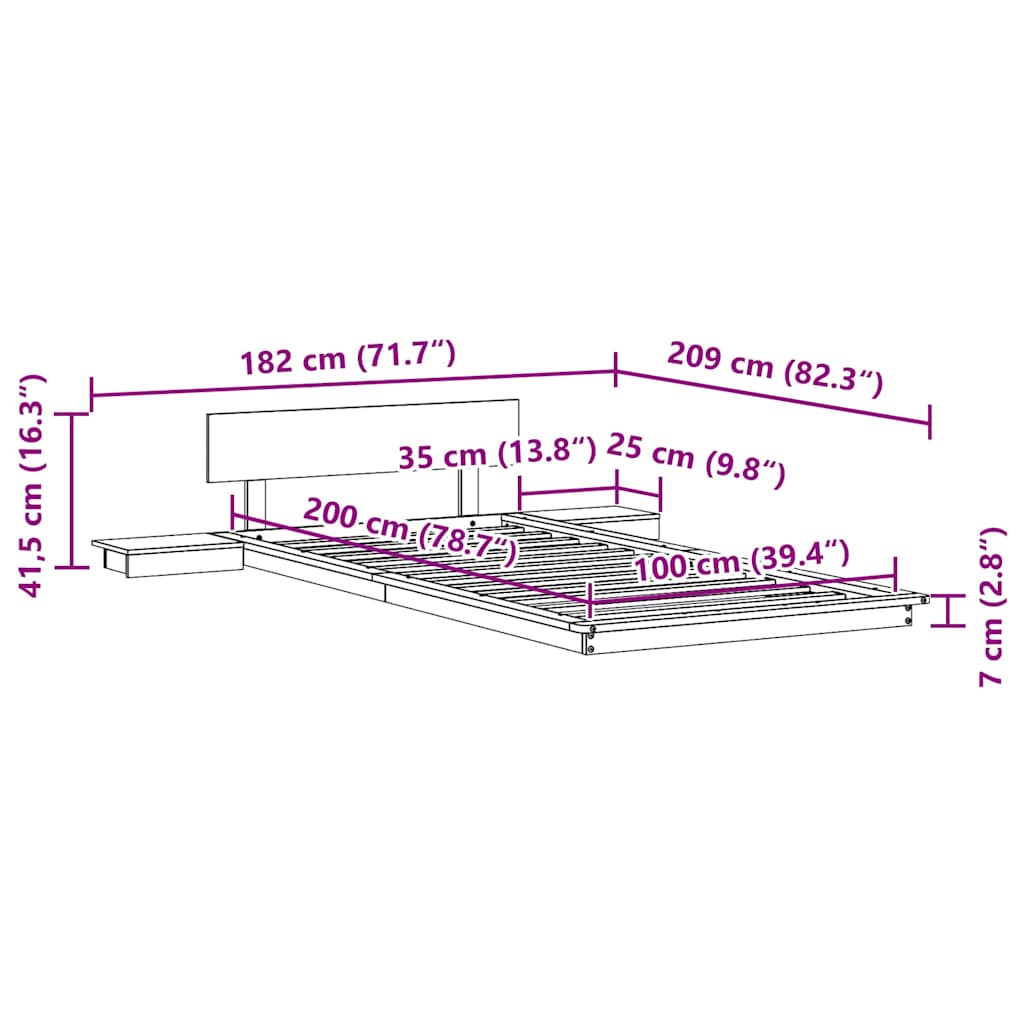 Bedframe met hoofdeinde met opslag Wit 100 x 200 cm Hout is nu te koop bij PeponiXL, paradijselijk wonen!