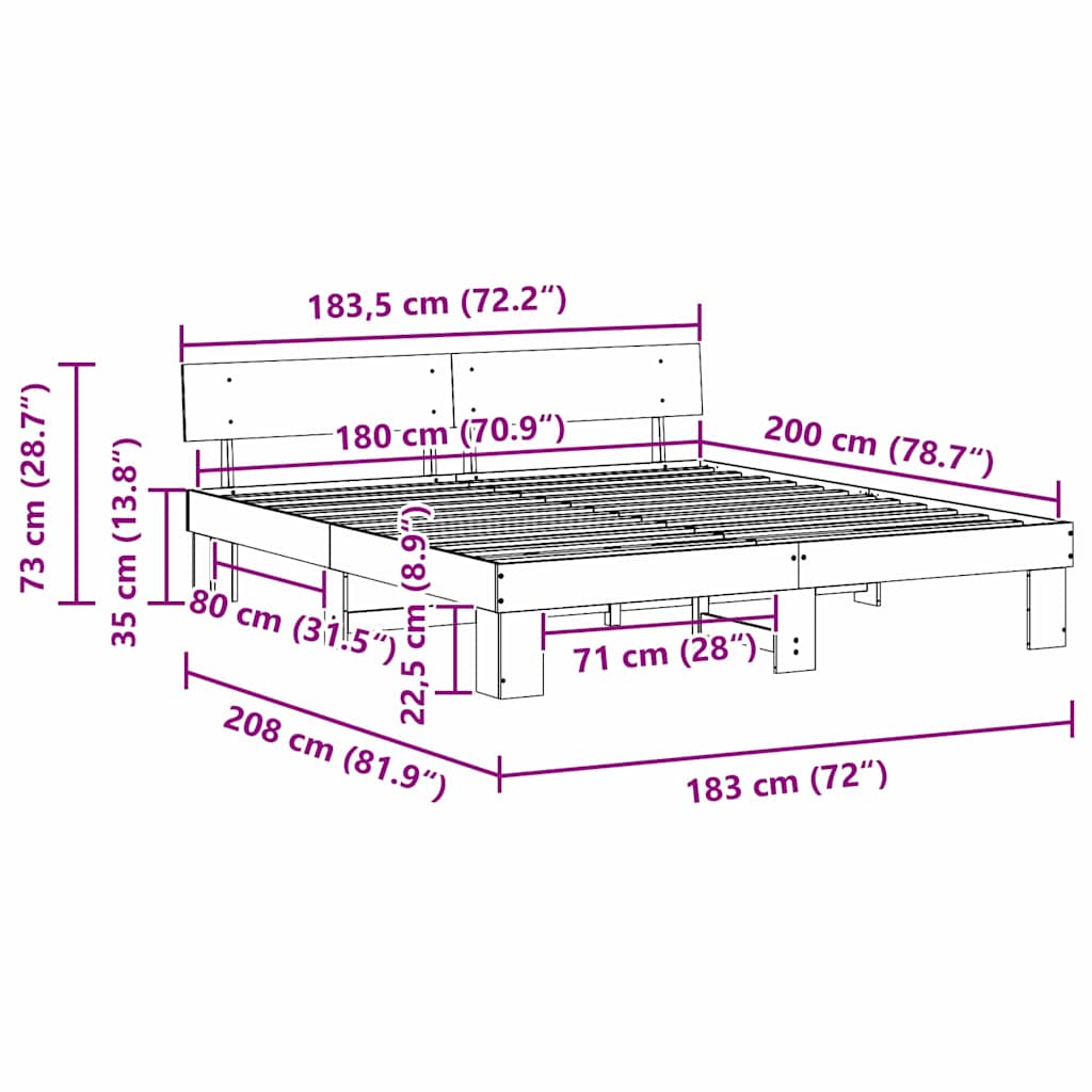 Bedframe met hoofdeinde Wit 180 x 200 cm Massief grenenhout is nu te koop bij PeponiXL, paradijselijk wonen!