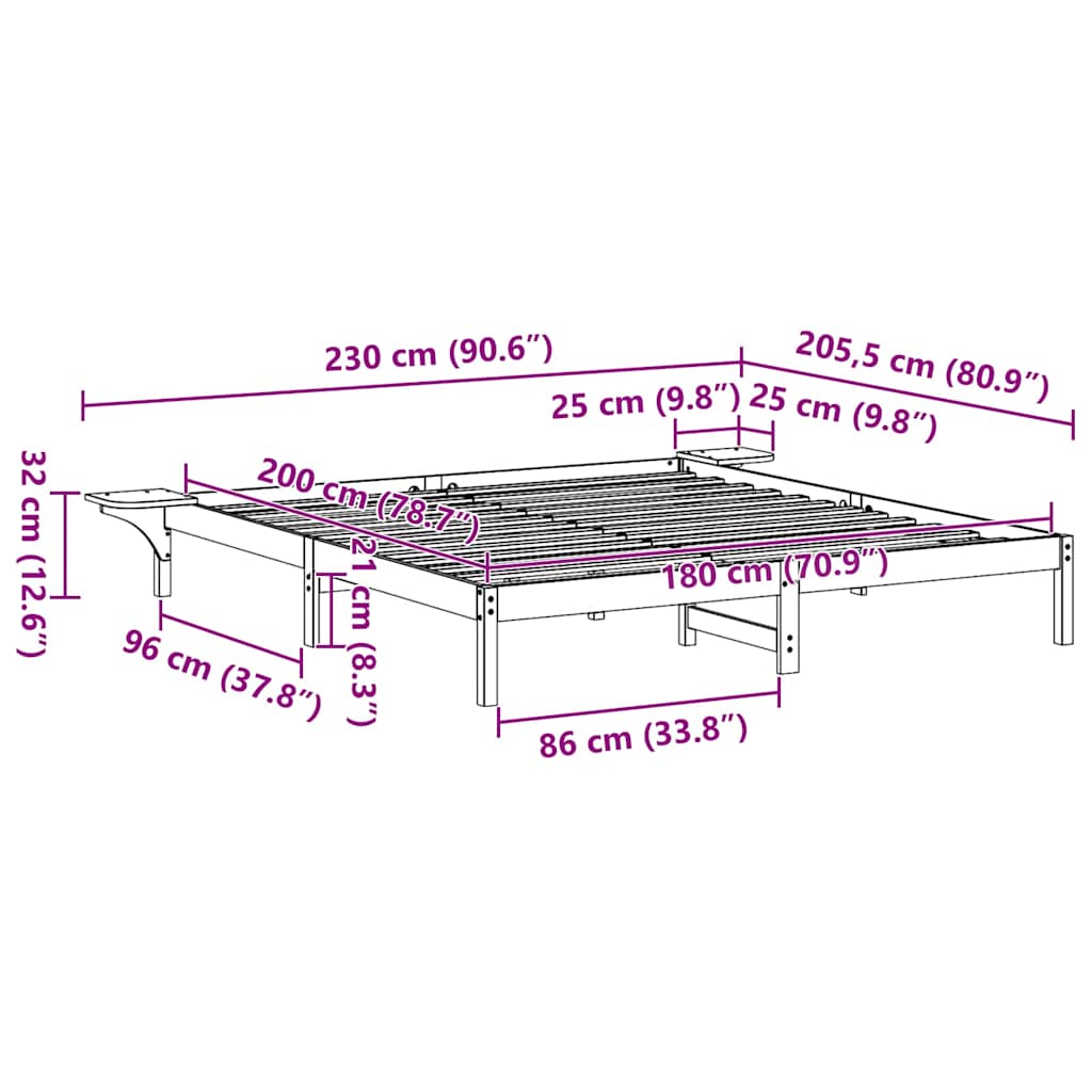 Bedframe Wit 180 x 200 cm Massief grenenhout is nu te koop bij PeponiXL, paradijselijk wonen!