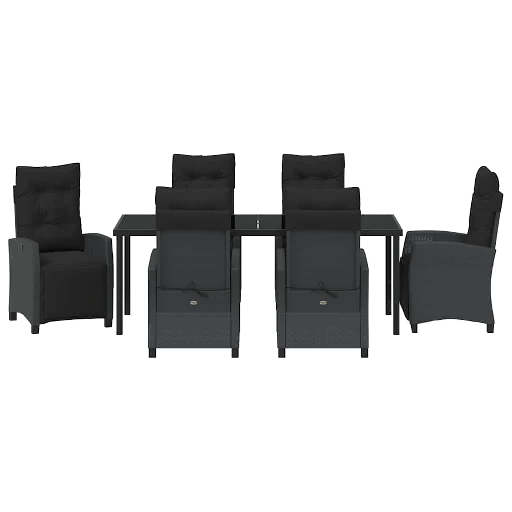Tuin eettafelset met kussen 7 pcs Zwart poly rattan is nu te koop bij PeponiXL, paradijselijk wonen!