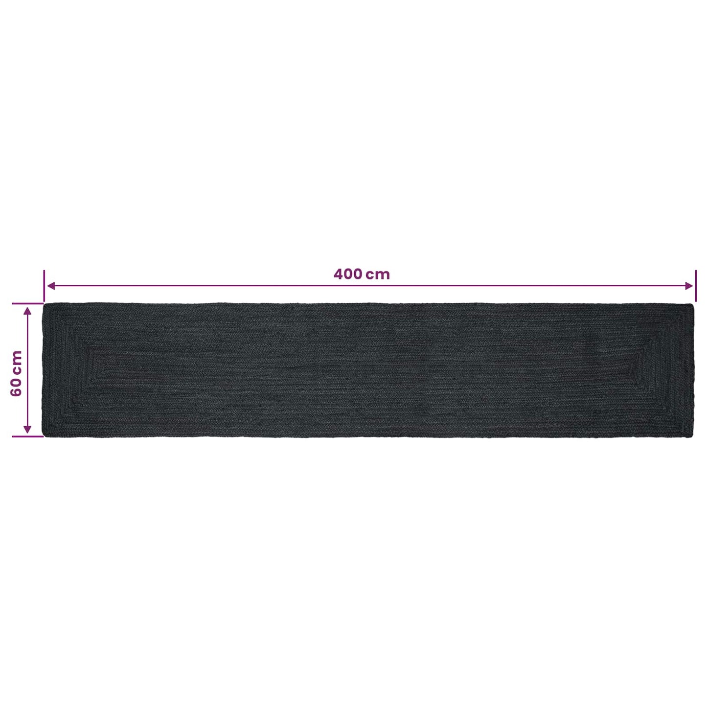Vloerkleden Rechthoekig Donkergrijs 60 x 400 cm Jute
