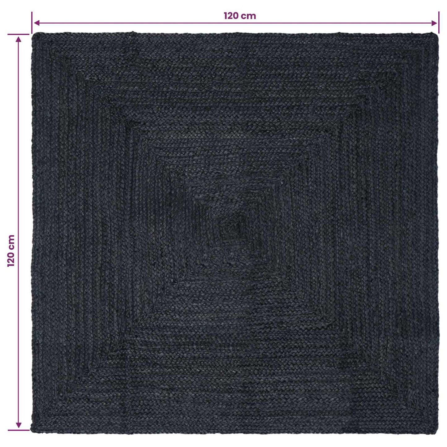 Vloerkleden Rechthoekig Donkergrijs 120 x 120 cm Jute