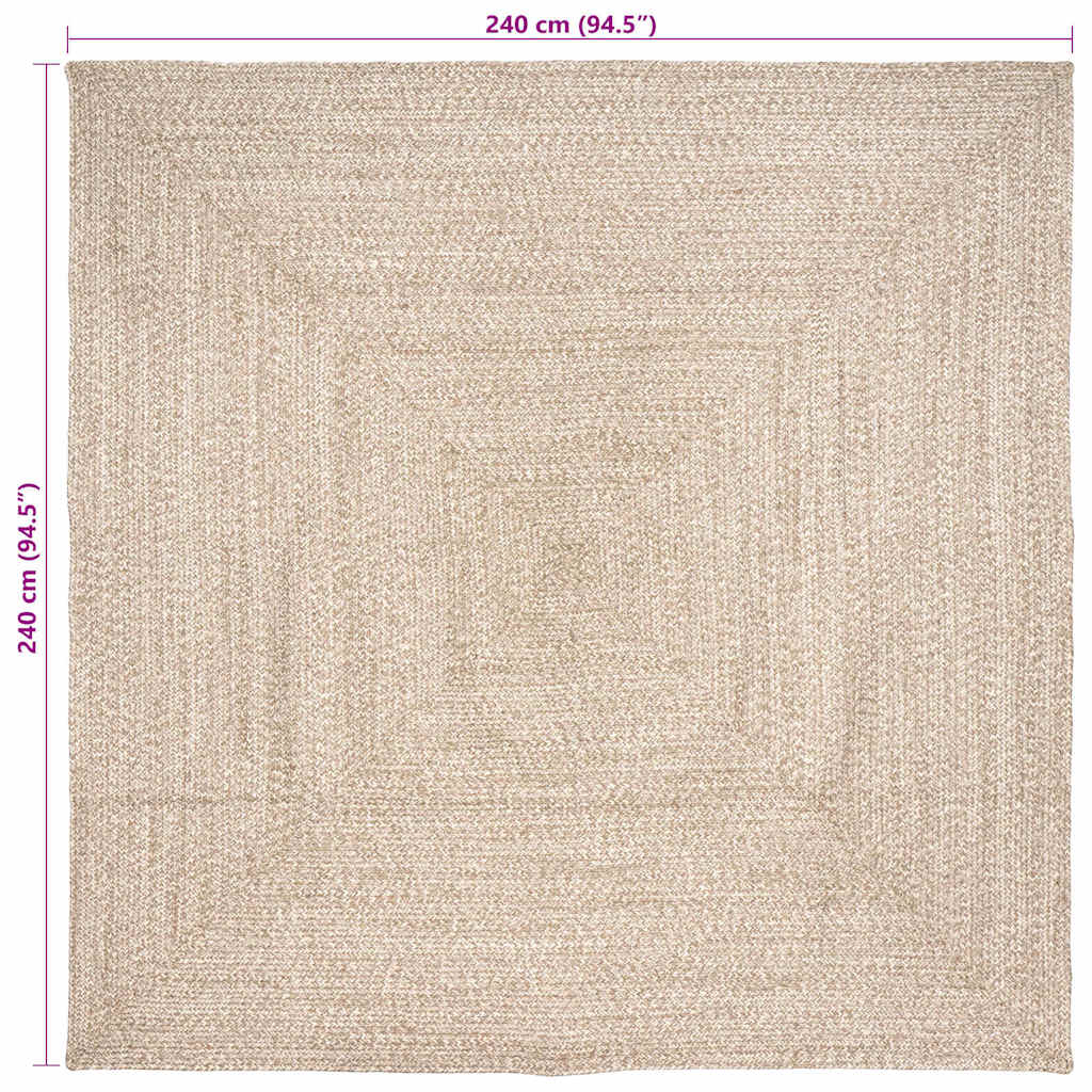 Vloerkleden Vierkant Natuurlijk en Wit 240 x 240 cm Jute is nu te koop bij PeponiXL, paradijselijk wonen!