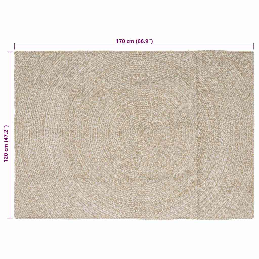 Vloerkleden Rechthoekig Natuurlijk en Wit 120 x 170 cm Jute is nu te koop bij PeponiXL, paradijselijk wonen!
