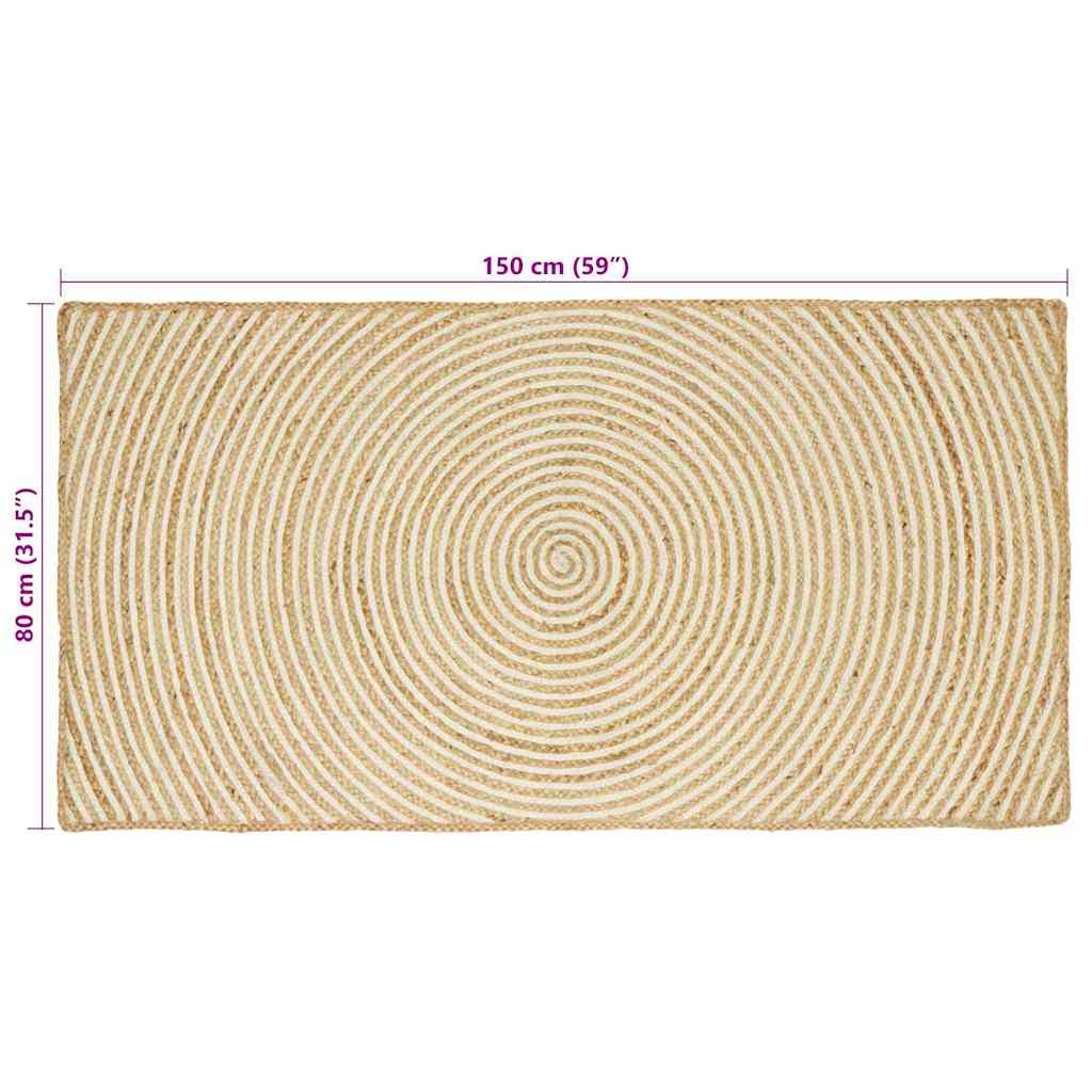 Vloerkleed Natuurlijk en Wit 80 x 150 cm Jute is nu te koop bij PeponiXL, paradijselijk wonen!