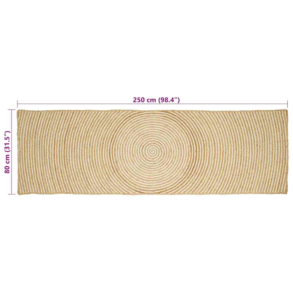 Vloerkleed Natuurlijk en Wit 80 x 250 cm Jute is nu te koop bij PeponiXL, paradijselijk wonen!