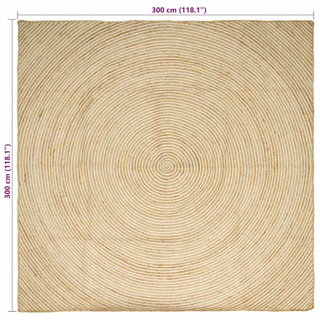 Vloerkleed Natuurlijk en Wit 300 x 300 cm Jute is nu te koop bij PeponiXL, paradijselijk wonen!