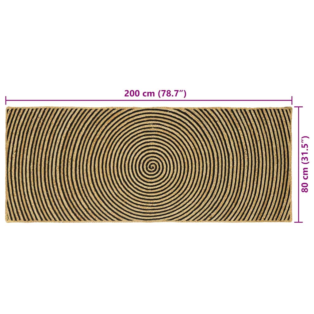 Vloerkleed Natuurlijk en Zwart 80 x 200 cm Jute is nu te koop bij PeponiXL, paradijselijk wonen!