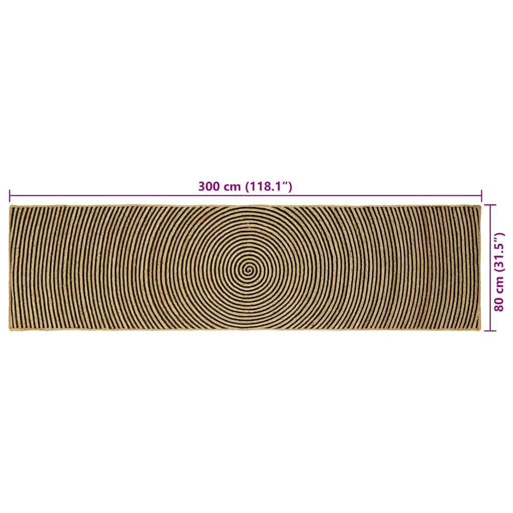 Vloerkleed Natuurlijk en Zwart 80 x 300 cm Jute is nu te koop bij PeponiXL, paradijselijk wonen!