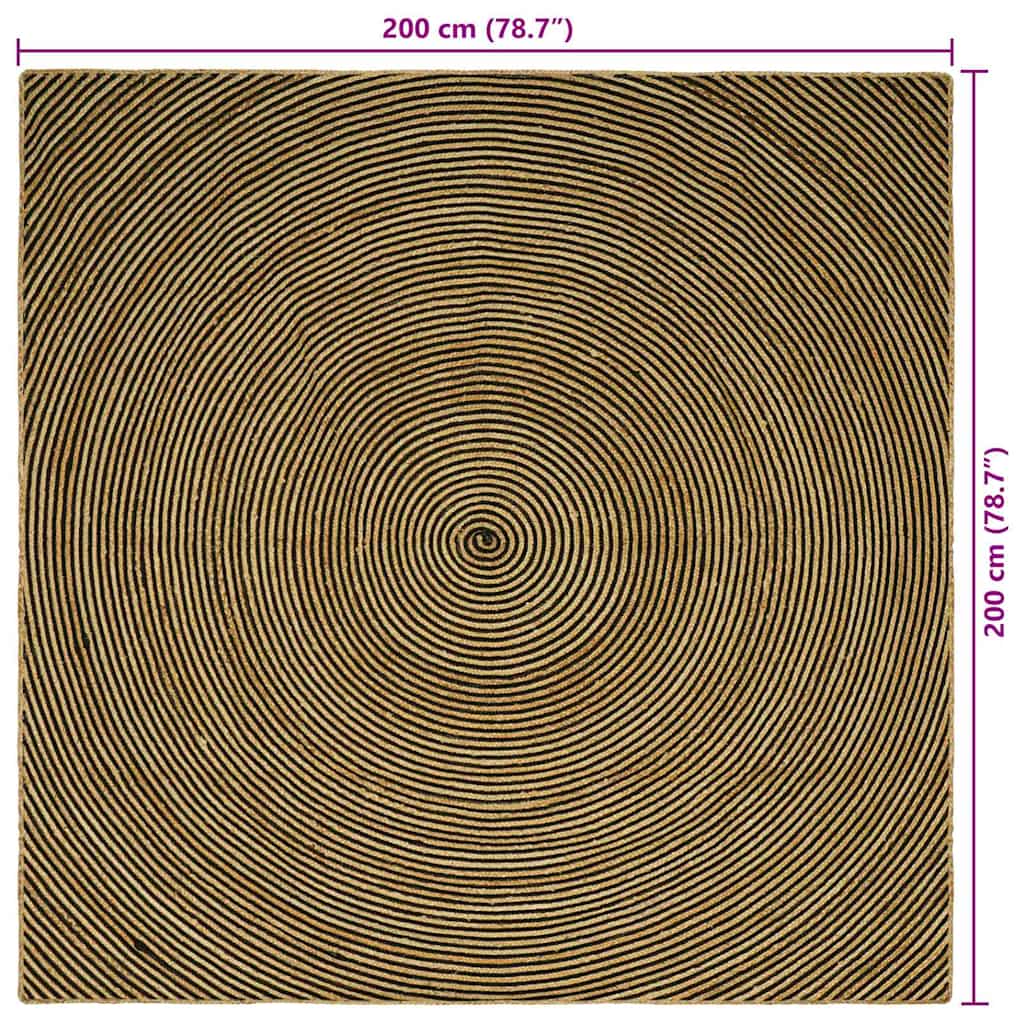 Vloerkleed Natuurlijk en Zwart 200 x 200 cm Jute is nu te koop bij PeponiXL, paradijselijk wonen!