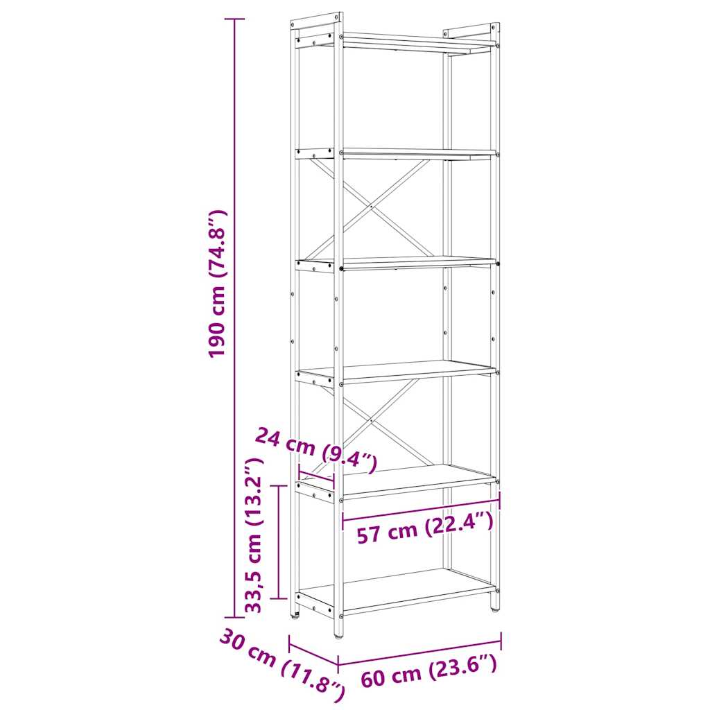 Boekenkast Gerookt eiken 40 x 30 x 85 cm Bewerkt hout is nu te koop bij PeponiXL, paradijselijk wonen!