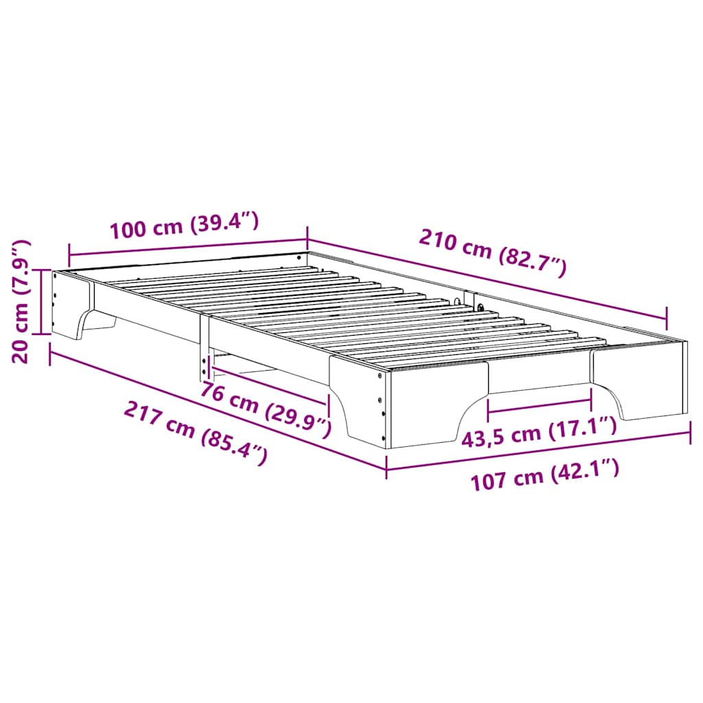 Bedframe Wit 100 x 210 cm Massief grenenhout is nu te koop bij PeponiXL, paradijselijk wonen!