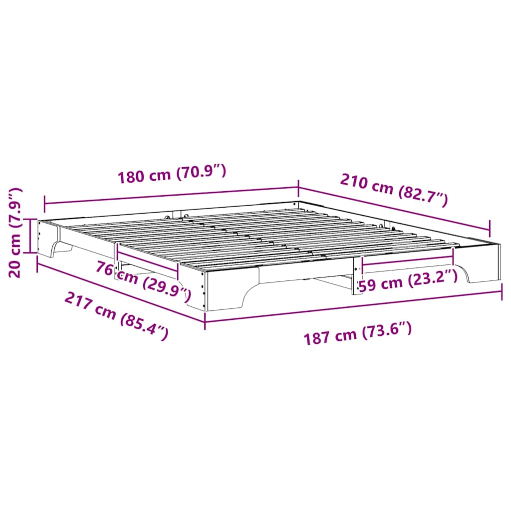 Bedframe Wit 180 x 210 cm Massief grenenhout is nu te koop bij PeponiXL, paradijselijk wonen!