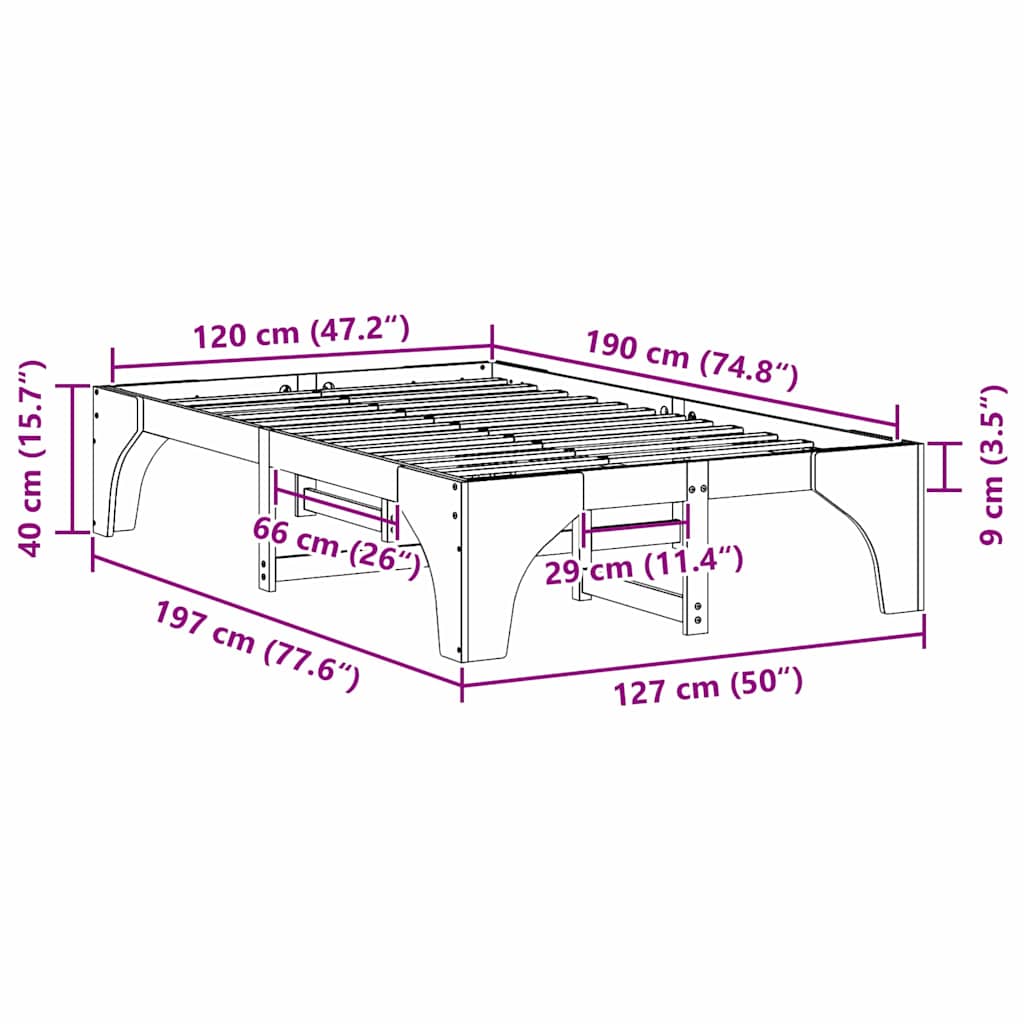 Bedframe Wit 120 x 190 cm Massief grenenhout is nu te koop bij PeponiXL, paradijselijk wonen!