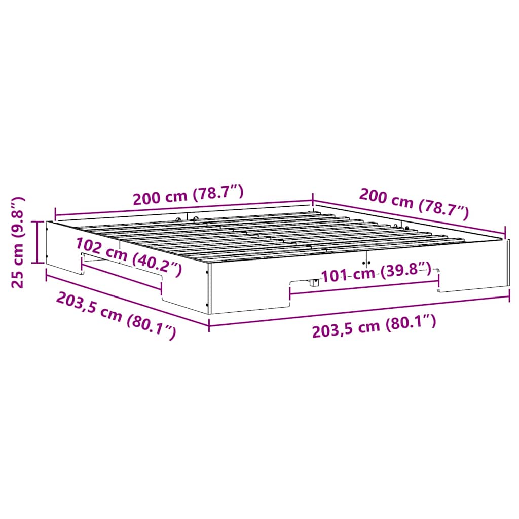 Bedframe Bruin 200 x 200 cm is nu te koop bij PeponiXL, paradijselijk wonen!