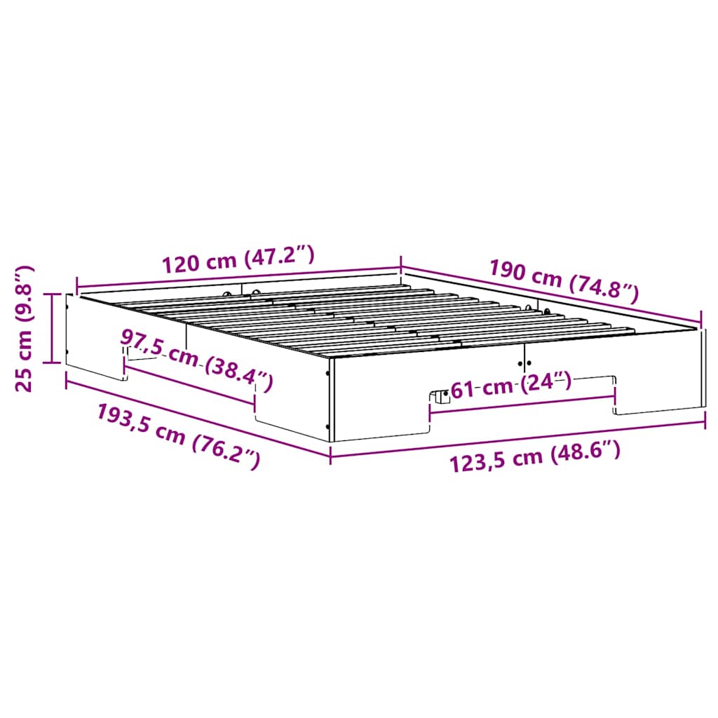 Bedframe Wit 120 x 190 cm is nu te koop bij PeponiXL, paradijselijk wonen!