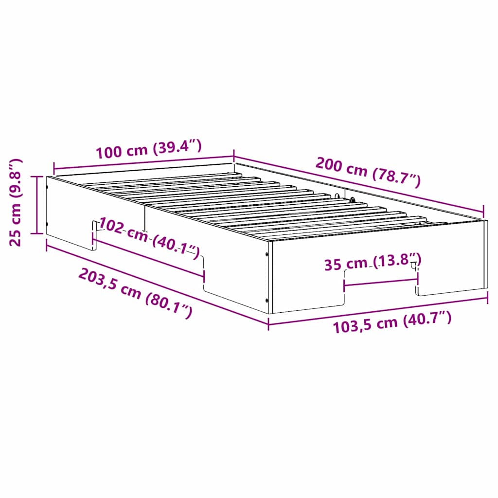 Bedframe Bruin 100 x 200 cm is nu te koop bij PeponiXL, paradijselijk wonen!