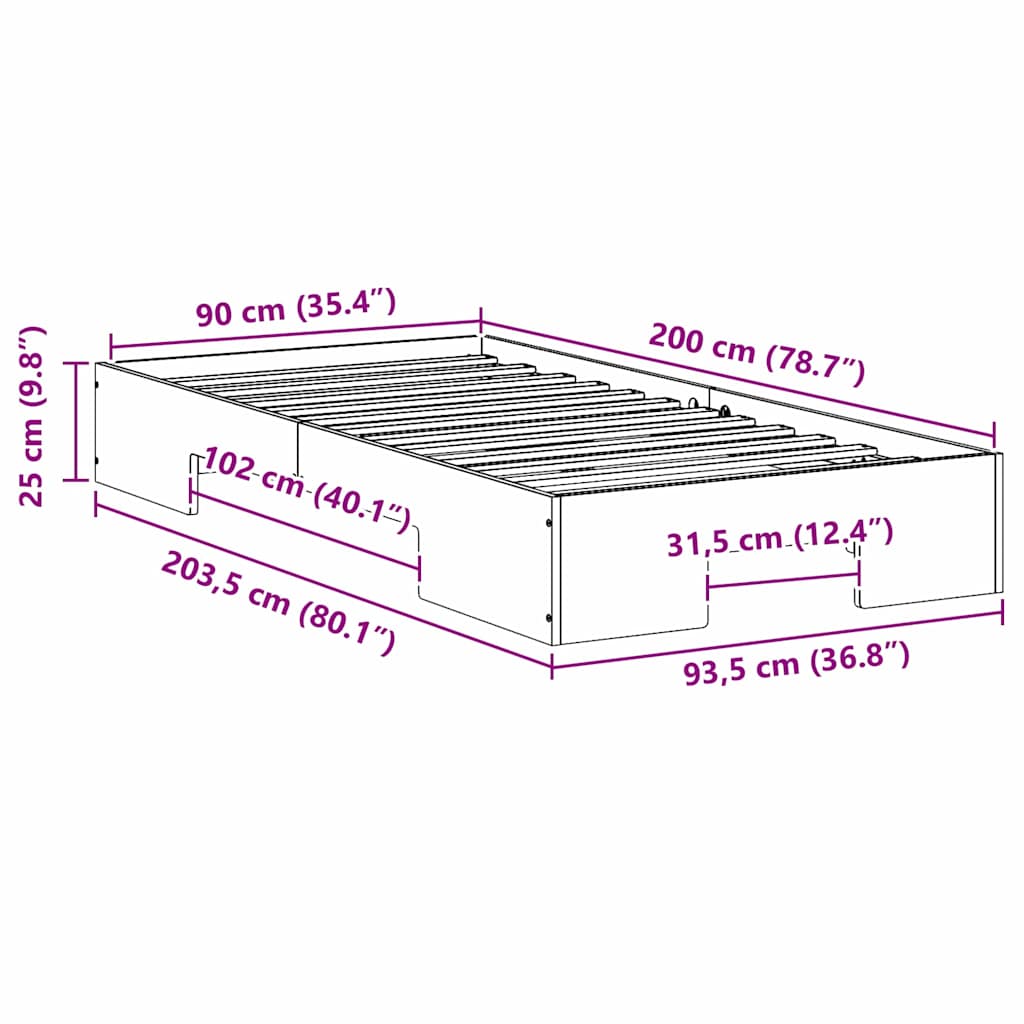 Bedframe Bruin 90 x 200 cm is nu te koop bij PeponiXL, paradijselijk wonen!