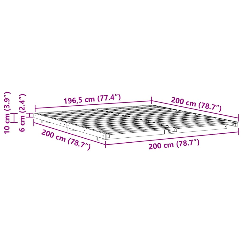 Bedframe Wasbruin 200 x 200 cm Massief grenenhout is nu te koop bij PeponiXL, paradijselijk wonen!