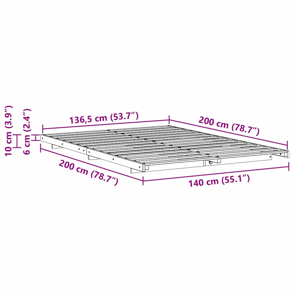 Bedframe Wit 140 x 200 cm Massief grenenhout is nu te koop bij PeponiXL, paradijselijk wonen!