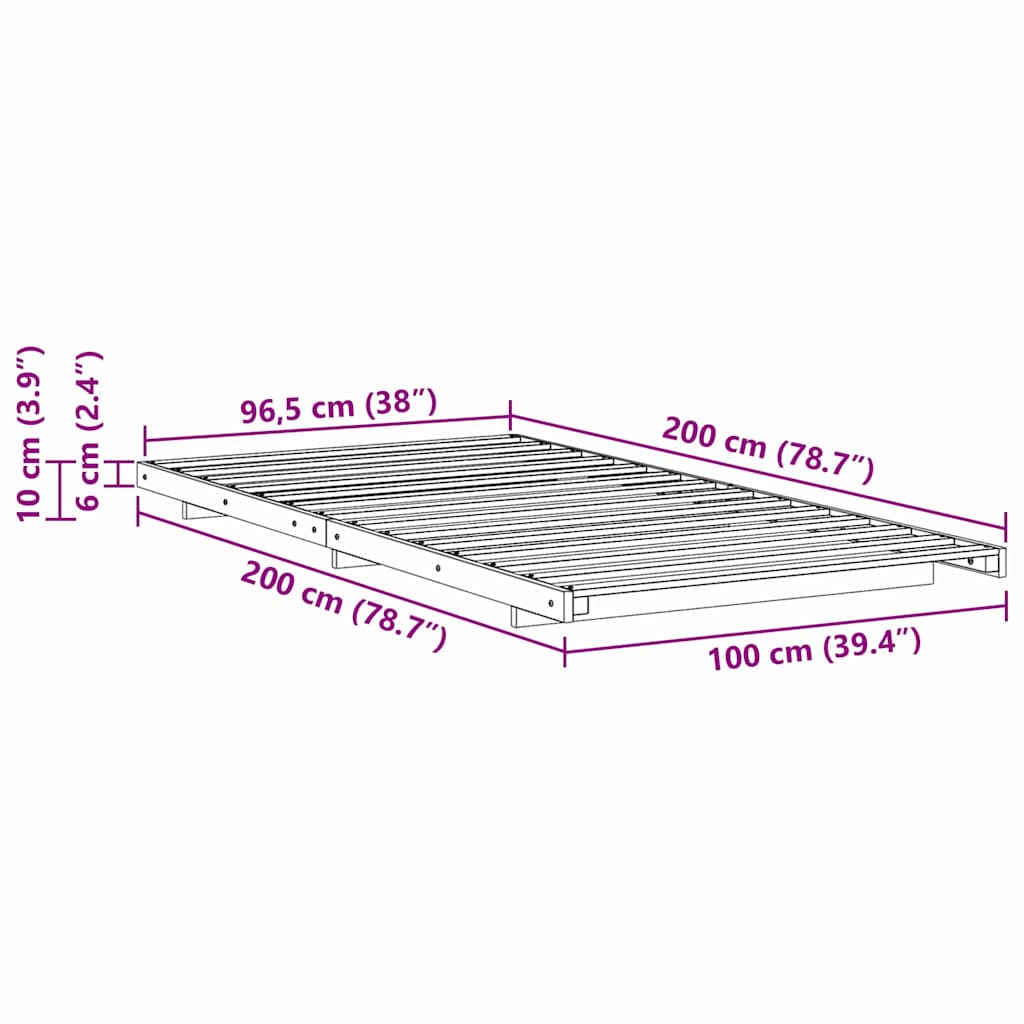 Bedframe Wit 100 x 200 cm Massief grenenhout is nu te koop bij PeponiXL, paradijselijk wonen!