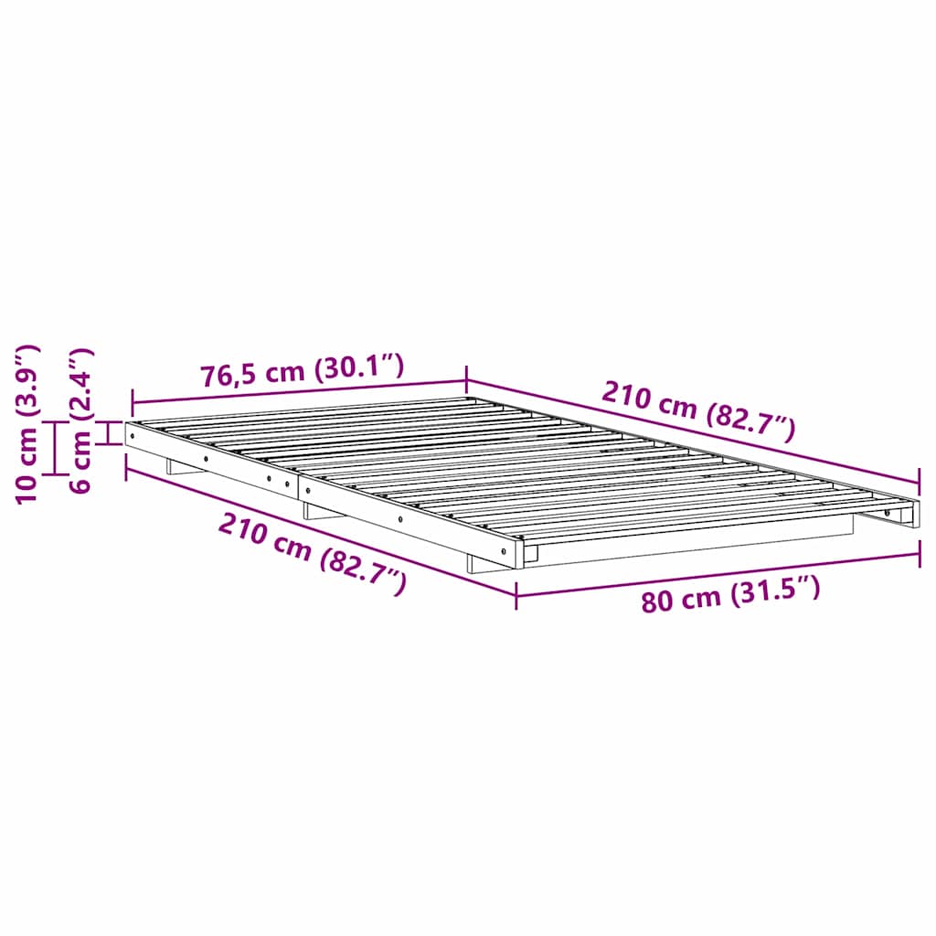 Bedframe Wit 80 x 210 cm Massief grenenhout is nu te koop bij PeponiXL, paradijselijk wonen!