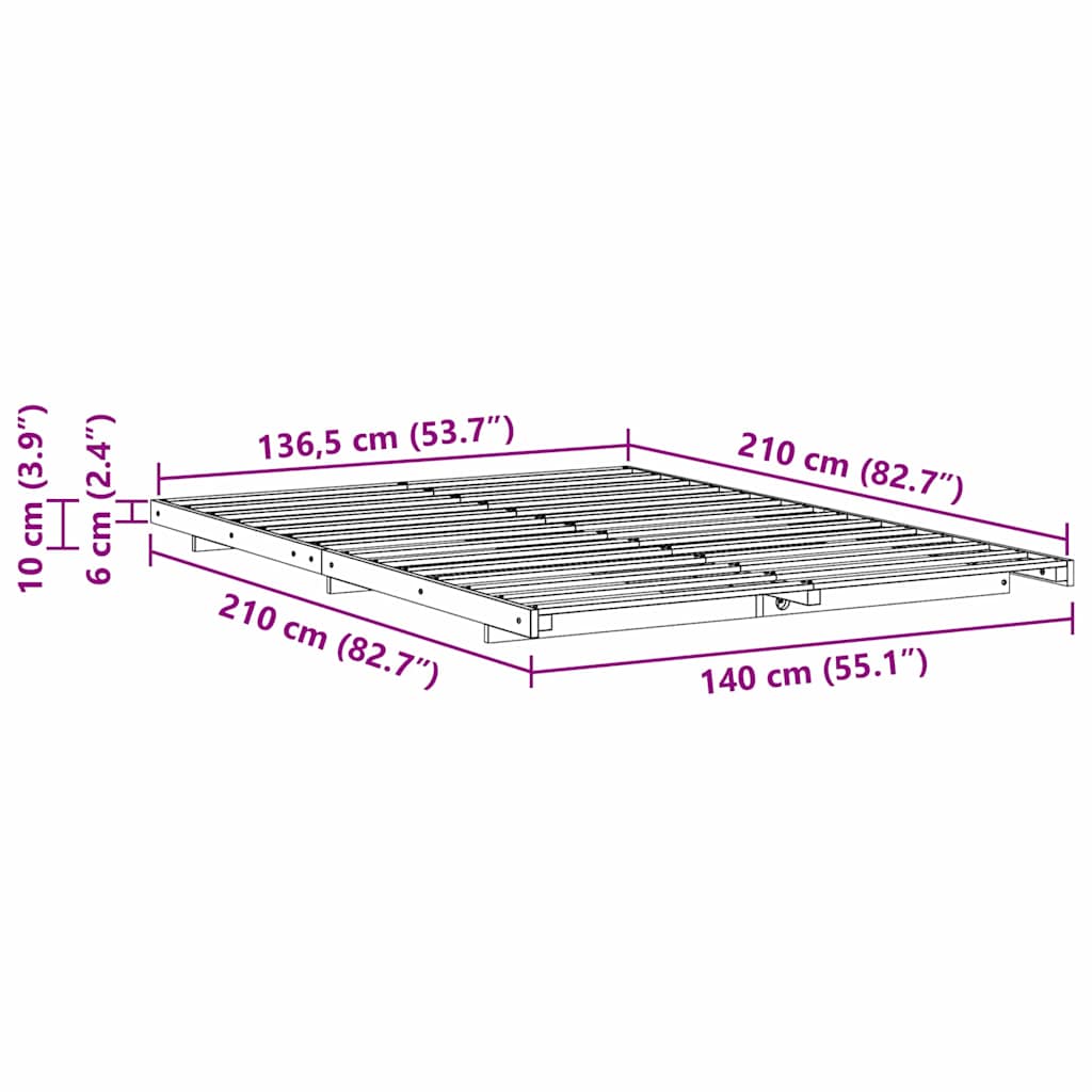 Bedframe Wit 140 x 210 cm Massief grenenhout is nu te koop bij PeponiXL, paradijselijk wonen!
