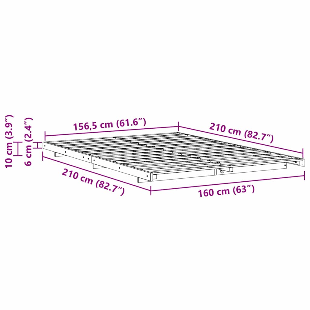 Bedframe Wit 160 x 210 cm Massief grenenhout is nu te koop bij PeponiXL, paradijselijk wonen!
