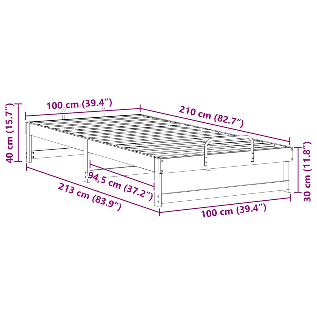 Bedframe Wit 100 x 210 cm Massief grenenhout is nu te koop bij PeponiXL, paradijselijk wonen!