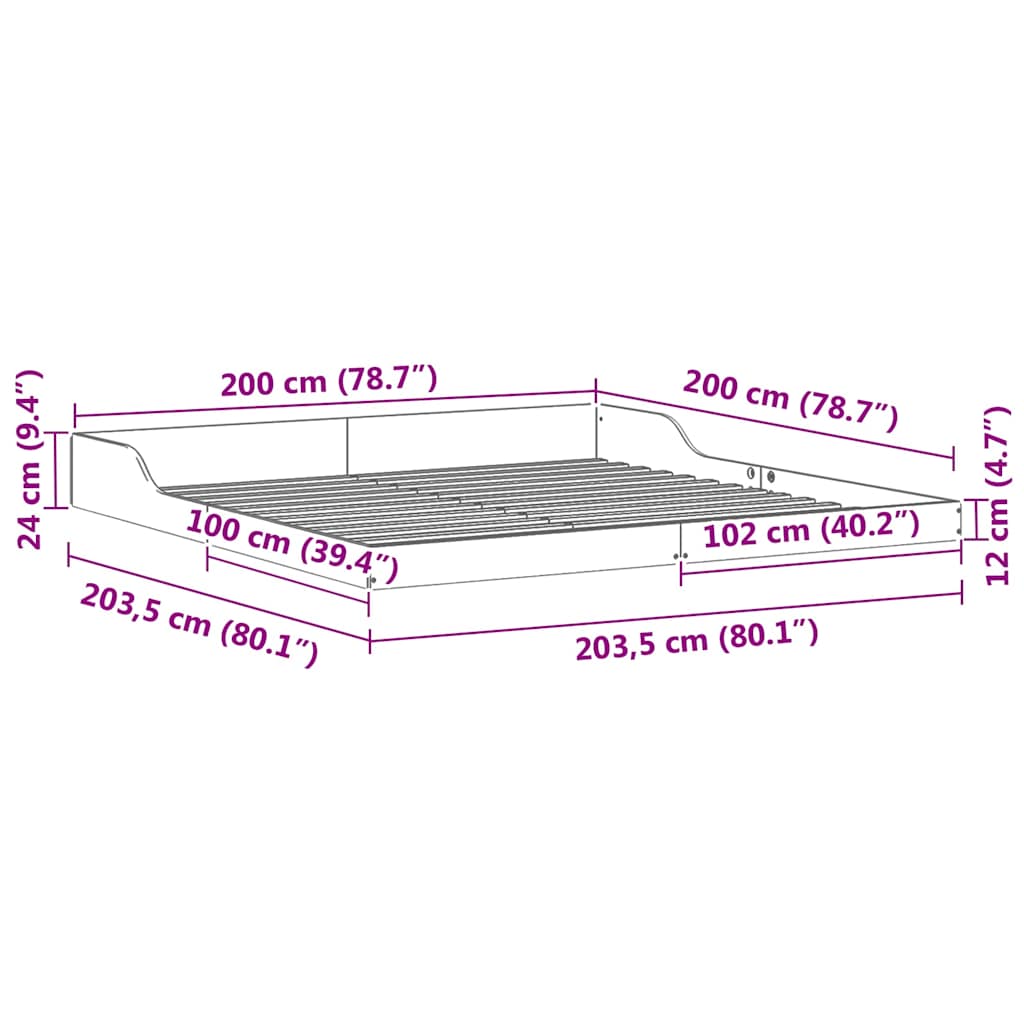Bedframe Bruin 200 x 200 cm Massief grenenhout is nu te koop bij PeponiXL, paradijselijk wonen!