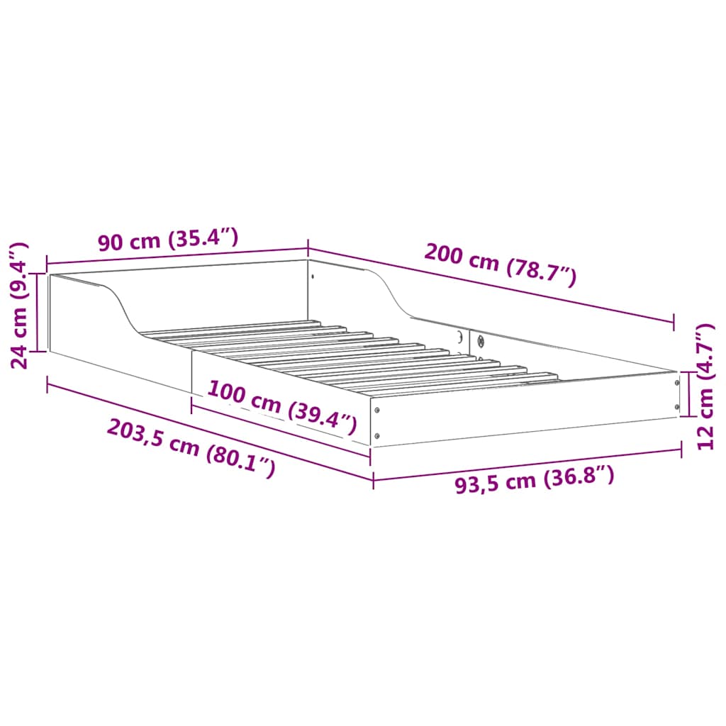 Bedframe Wit 90 x 200 cm Massief grenenhout is nu te koop bij PeponiXL, paradijselijk wonen!