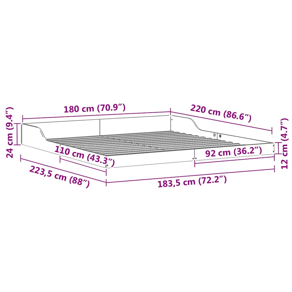 Bedframe Wit 180 x 220 cm Massief grenenhout is nu te koop bij PeponiXL, paradijselijk wonen!