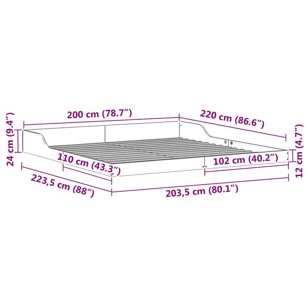 Bedframe Bruin 200 x 220 cm Massief grenenhout is nu te koop bij PeponiXL, paradijselijk wonen!