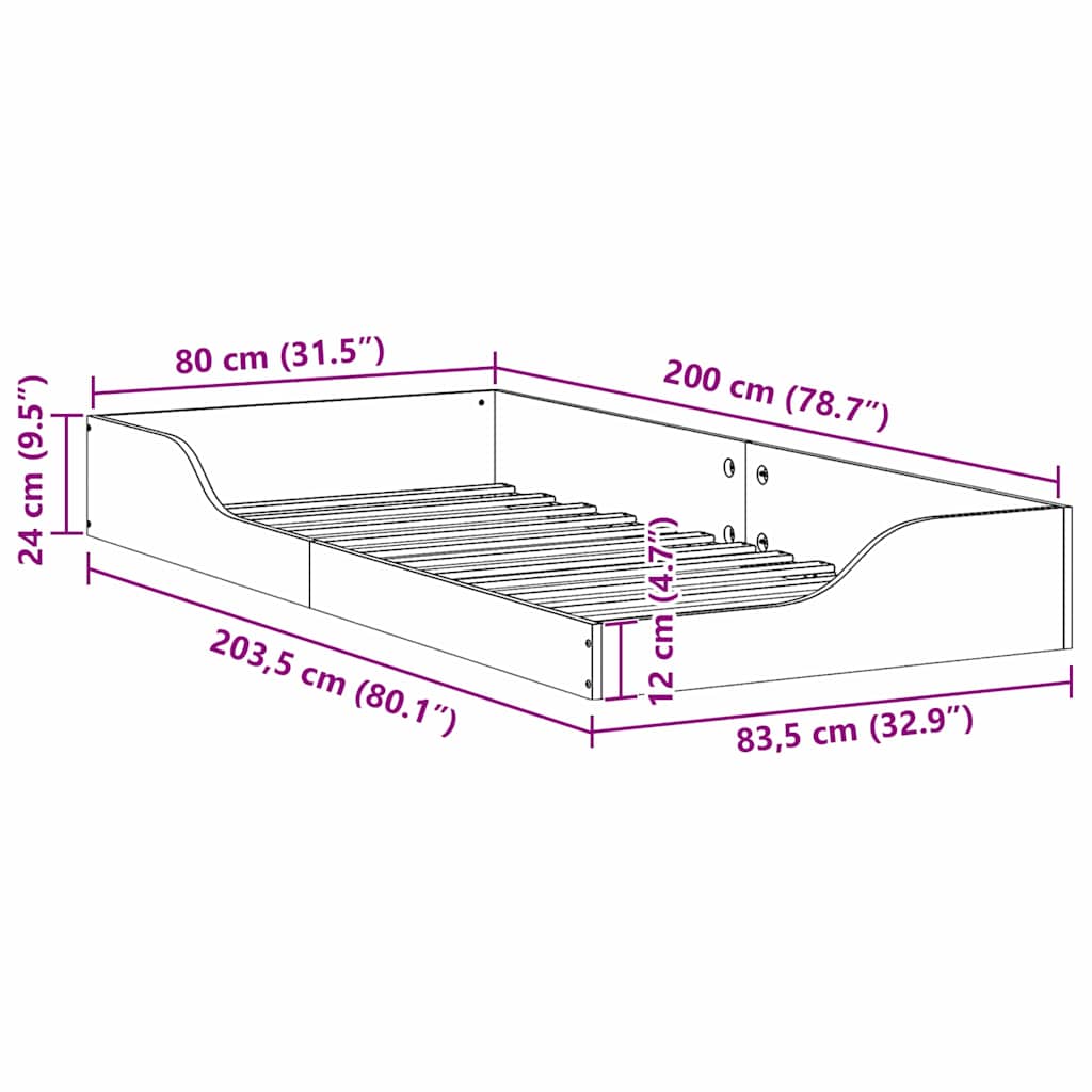 Bedframe Wit 80 x 200 cm Massief grenenhout is nu te koop bij PeponiXL, paradijselijk wonen!