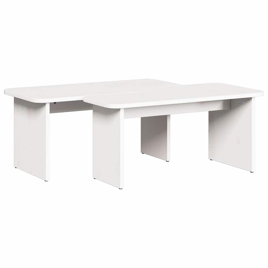 Salontafel 2 pcs Wit Massief grenenhout is nu te koop bij PeponiXL, paradijselijk wonen!