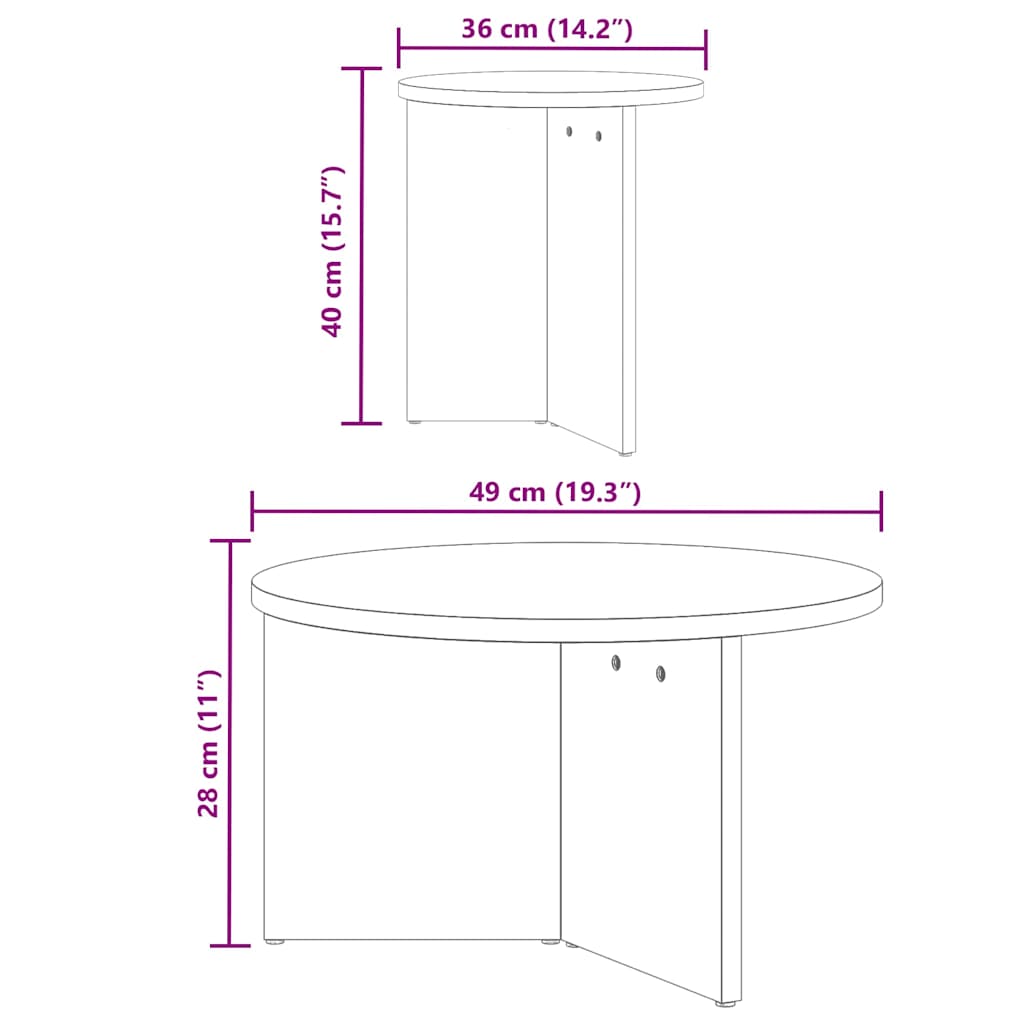 Salontafel 2 pcs Wasbruin Massief grenenhout is nu te koop bij PeponiXL, paradijselijk wonen!