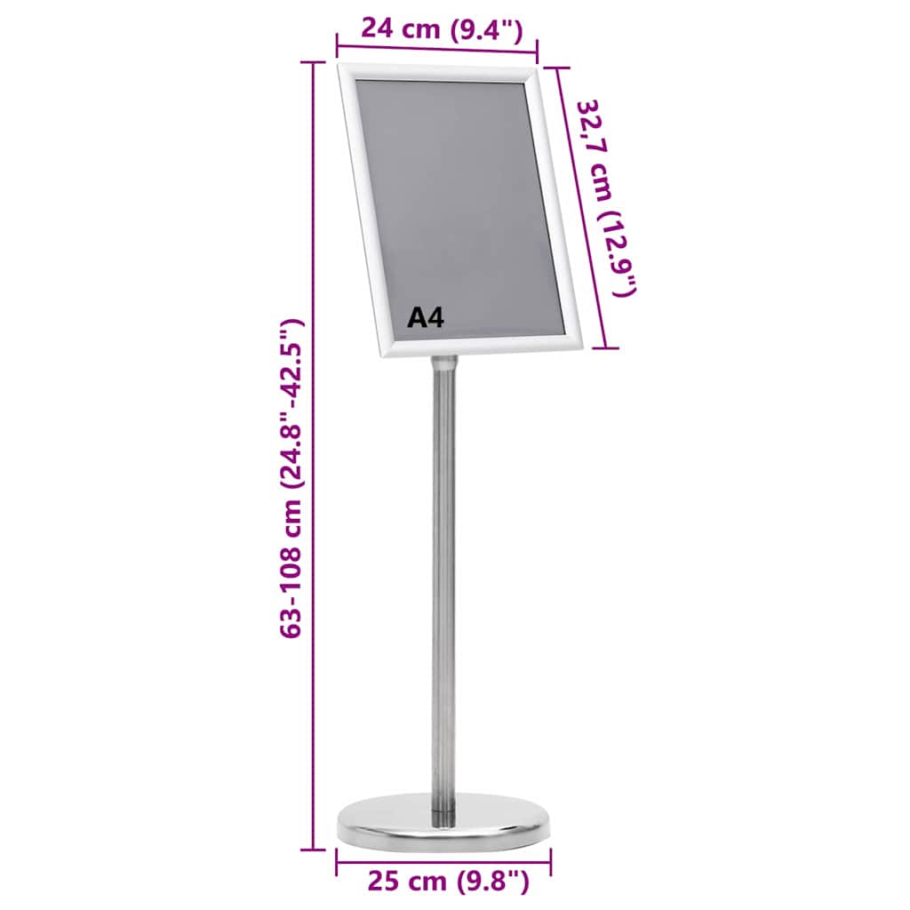 Posterstandaards 2 pcs Zilver 32.7 x 24 x 108 cm Aluminium is nu te koop bij PeponiXL, paradijselijk wonen!