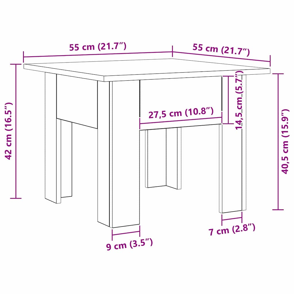 Salontafel Artisan Eiken 55 x 55 x 42 cm Bewerkt hout is nu te koop bij PeponiXL, paradijselijk wonen!