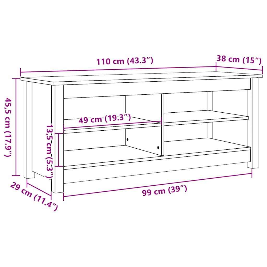 Opslagbank Wasbruin 110 x 38 x 45,5 cm Massief grenenhout is nu te koop bij PeponiXL, paradijselijk wonen!